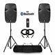 12 Bluetooth Active Powered Speakers + Stands Usb Mp3 Dj Pa Disco Party 1200w