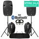 12 Bluetooth Mp3 Usb Active Powered Speakers With Stands + Bags Dj Disco 1200w