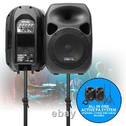 12 Inch Active Speaker System Portable DJ Disco PA Package Stands Cables 700W