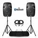 15 Bluetooth Active Powered Speakers & Stands Usb Mp3 Dj Pa Disco Party 1600w