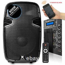 15 Bluetooth Active Powered Speakers & Stands USB MP3 DJ PA Disco Party 1600W
