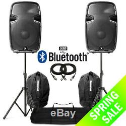 15 Bluetooth MP3 USB Active Powered Speakers with Stands & Bags DJ Disco 1600W