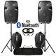 15 Bluetooth Mp3 Usb Active Powered Speakers With Stands & Bags Dj Disco 1600w
