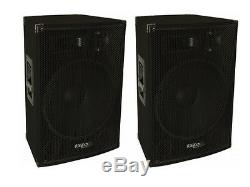 2 x Ibiza DISCO15AMP Active PA 15 Speaker 1600W Sound System 3 Way Disco DJ