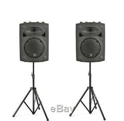 2 x QTX QRK10 Active Speaker PA Sound System & Stands DJ Disco Band Package