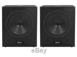 2 x QTX QT18SA 18 1000W Active Powered Subwoofer Bass Bin Speaker DJ Disco Pair