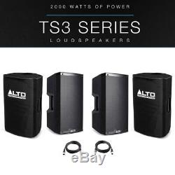 2x Alto TS315 15 4000W Powered Active PA Speaker Disco DJ Band + Covers + Leads