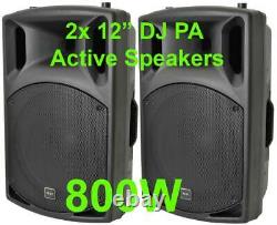 2x DJ 12 Inch ABS Active PA Speakers Disco Party Sound System 800W