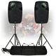 2x Ekho Rs12a 12 Active Pa Speakers With Stands Mobile Disco Dj Party 1200w