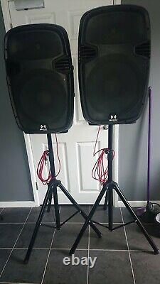 2x Ekho RS15A 15 Active PA Speakers with foldable tripod stands disco karaoke