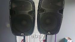 2x Ekho RS15A 15 Active PA Speakers with foldable tripod stands disco karaoke
