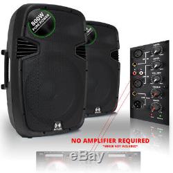 2x Ekho RS15A 15 Inch Active Speakers DJ Disco PA Karaoke Party 1600W Set