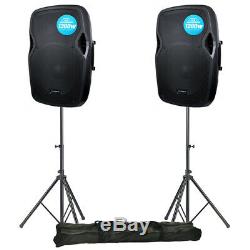 2x Kam RZ15A V3 2400W 15 Powered Active PA Speaker DJ Disco Band Club + Stands
