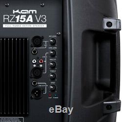 2x Kam RZ15A V3 2400W 15 Powered Active PA Speaker with EQ DJ Disco Band Club