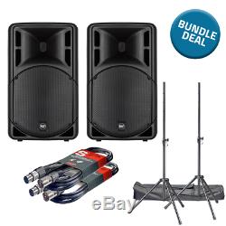 2x RCF ART 315-A Mk4 & PA Stands & Cables 800W 15 2-Way Active Powered DJ Disco