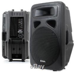 2x Skytec 15 Active Karaoke Party DJ PA Speakers + Cables Disco System 1600W