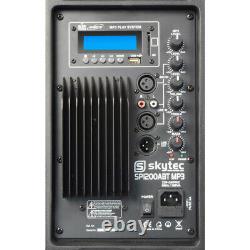 2x Skytec SP1200ABT 12 Active Powered Bluetooth DJ Disco PA Speakers 1200W Max