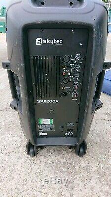 2x Skytec SPJ-1200A 12 Active Powered Portable PA Speaker System DJ Disco 600W