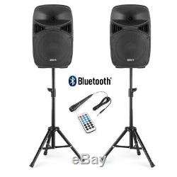 2x VPS102 Active PA Speakers 10 DJ Disco Sound System with Stands & Microphone