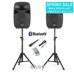 2x VPS102 Active PA Speakers 10 DJ Disco Sound System with Stands & Microphone