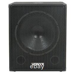 2x Vonyx 12 Party Speakers Active Powered Disco DJ 18 Subwoofers 3200W Power