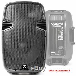 2x Vonyx 15 Active Karaoke Party DJ Speakers + Cables Disco PA System 1600W