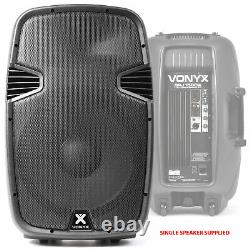 2x Vonyx 15 Active Karaoke Party DJ Speakers + Cables Disco PA System 1600W