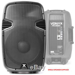 2x Vonyx Active Powered DJ Speakers 1600W 15 PA Disco Sound System with Stands