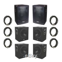 4000W Active Speaker Sound System PA DJ Disco 4x 15 Sub 2x 15 Top Speakers