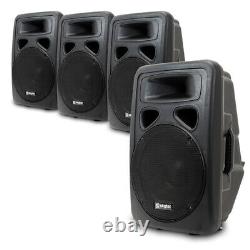 4x Skytec 12 Active Powered Karaoke Party DJ PA Speakers Disco System 2400W