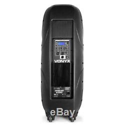 Active DJ Speaker Twin 15 Woofer Bluetooth Streaming PA Disco 1200W Amplifier