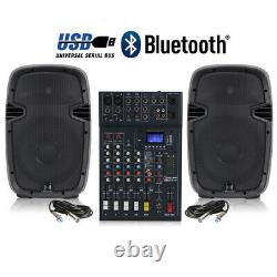 Active DJ Speakers and Studiomaster 6Ch Bluetooth USB Mixer 800W DJ Disco Party