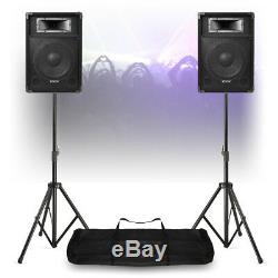 Active PA Speakers CSA 12 Mobile DJ Disco (Pair) with Stands 1200W