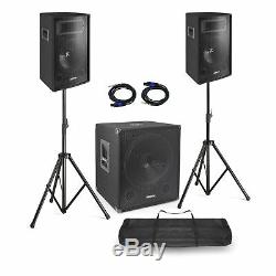 Active PA System DJ Disco 2.1 Speaker Sound Set with Subwoofer & Cables