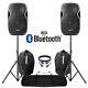 Active Powered 12 Bluetooth Dj Pa Disco Speakers + Stands, Bags & Cables 1200w
