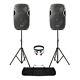 Active Powered 12 Mobile Dj Pa Disco Speaker Set With Stands & Cables 1200w