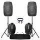 Active Powered 15 Mobile Dj Pa Disco Speaker Set + Stands, Bags & Cables 1600w