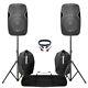 Active Powered 15 Mobile Dj Pa Disco Speaker Set + Stands, Bags & Cables 1600w