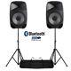Active Powered Dj Speakers Pa Disco 15 Inch Woofer Bluetooth With Stands 700w