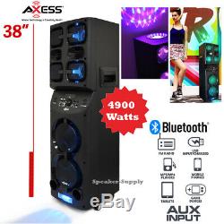 Axess PABT6026 Portable Bluetooth PA Party Speaker LED Disco Lights 4900 WATT FM