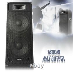 B-Stock Double 15 Active Powered PA DJ Speaker Large Disco Sound System 1600W