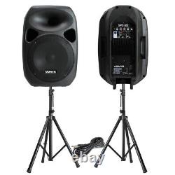 B-Stock Powerful 12 Active Disco PA Speakers Mobile DJ Portable Sound System &