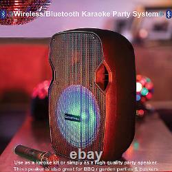 Bluetooth Karaoke Speaker & LED Disco Light System Party Music Portable PA Kit