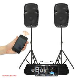 Compact High Powered 10 PA Speakers & Bluetooth MP3 USB Mixer Stand DJ Disco
