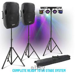 Complete PA System Active Speakers with Partybar PAR Derby Disco Stage Lights