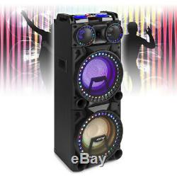 Dual 10 Bluetooth Karaoke Party Speakers with Disco Lights MP3 Music System