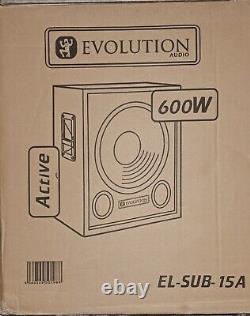 Evolution EL-SUB 15A 600W Active PA Subwoofer, Disco, Live, Sub Bass Bin PAIR