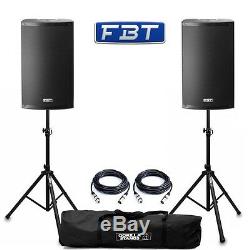 FBT X-Lite 15A Active 15 1000W DJ Disco PA Speaker (Pair) with Stands & Cables