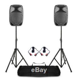 FTB 10 Inch Active DJ PA Disco Speakers 400 Watt Power with Cables & Stands