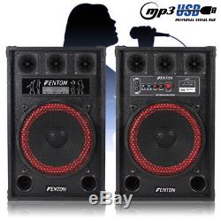 Fenton 12 Active PA DJ Speakers Disco Music Karaoke Party Set System
